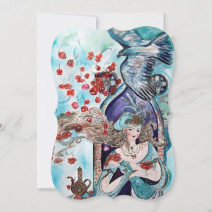 Invitation CONTE DE FÉE TURC Teal Blue Gold Sparkles