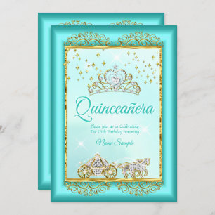 Invitation Conte de fées de la Princesse Quinceañera Turquois