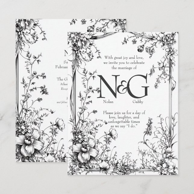 Invitation Conte de fées de livre d'images, dessiné à la main (Devant / Derrière)