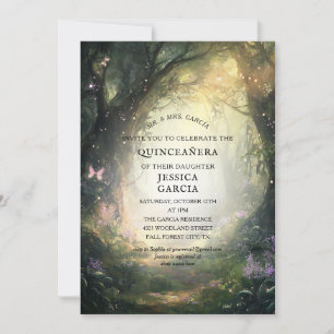 Invitation Conte de fées d'été Forêt enchantée Quinceañera