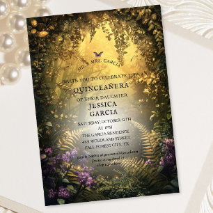 Invitation Conte de fées d'été Forêt enchantée Quinceañera