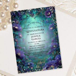 Invitation Conte de fées d'été Forêt enchantée Quinceañera