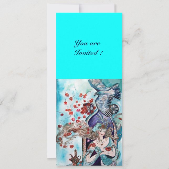 Invitation CONTE DE FÉES TURC,rouge bleu blanc vif (Devant)