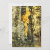 Conte de fées vintage, Rapunzel avec cheveux longs
