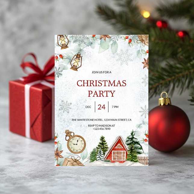 Invitation Conte de Noël à l'aquarelle (Créateur téléchargé)