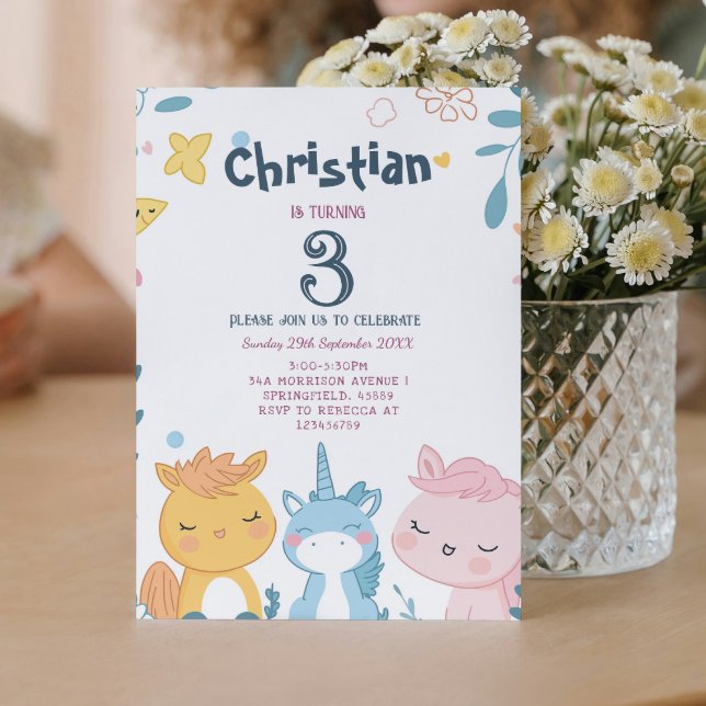 Invitation Conte fée et animaux mignons Fête d'anniversaire (Créateur téléchargé)