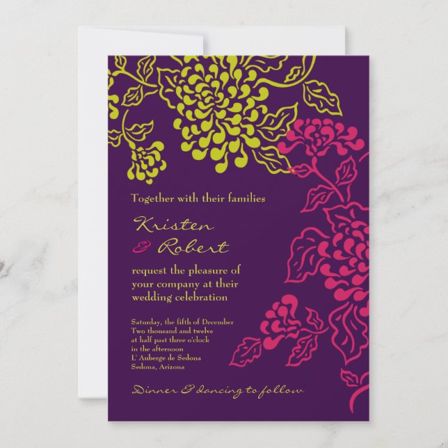 Invitation Contempo Floral (Purple / Chartreuse) v.2 (Devant)