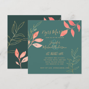 Invitation Contemporain ANNIVERSAIRE DE MARIAGE Corail Turquo