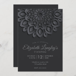 Invitation Contemporain Black Paper Cut Mandala Anniversaire