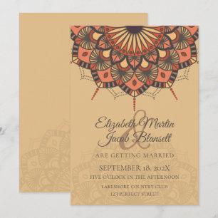 Invitation Contemporain Brown Peach Mandala Mariage