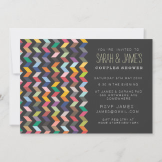 Invitation contemporain Chevron Couples Shower Par
