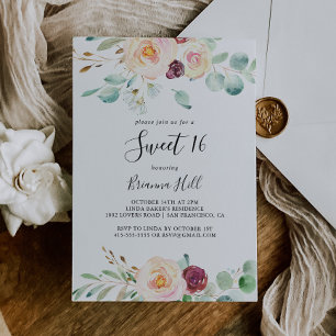Invitation Contemporain Eucalyptus Sweet 16 Anniversaire