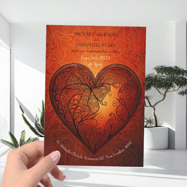 Invitation Contemporain Moderne Mariage orange brûlé (Créateur téléchargé)