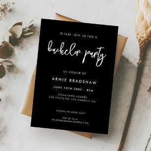 Invitation Contemporain moderne noir Bachelor Party