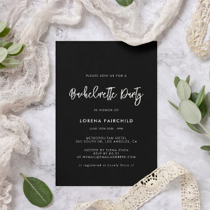 Invitation Contemporain moderne noir Bachelorette