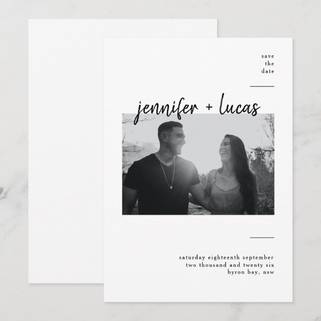 Invitation Contemporain Moderne Photo Sauvegarder la date (Devant / Derrière)