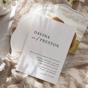 Invitation Contemporain Script Moderne Simple Photo Mariage