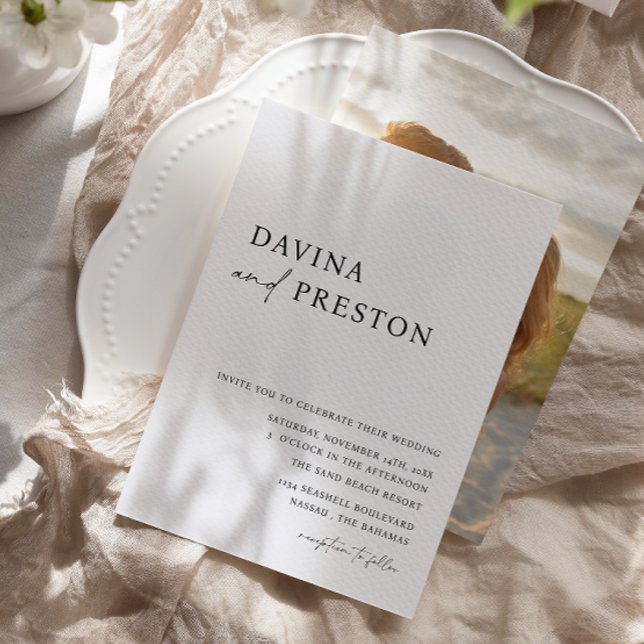 Invitation Contemporain Script Moderne Simple Photo Mariage (Créateur téléchargé)