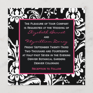Invitation contemporaine de damassé de noir et de