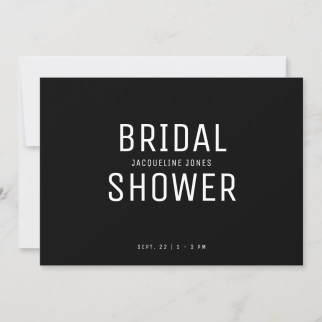 Invitation Contemporaine simple B/W Bridal Shower (Devant)
