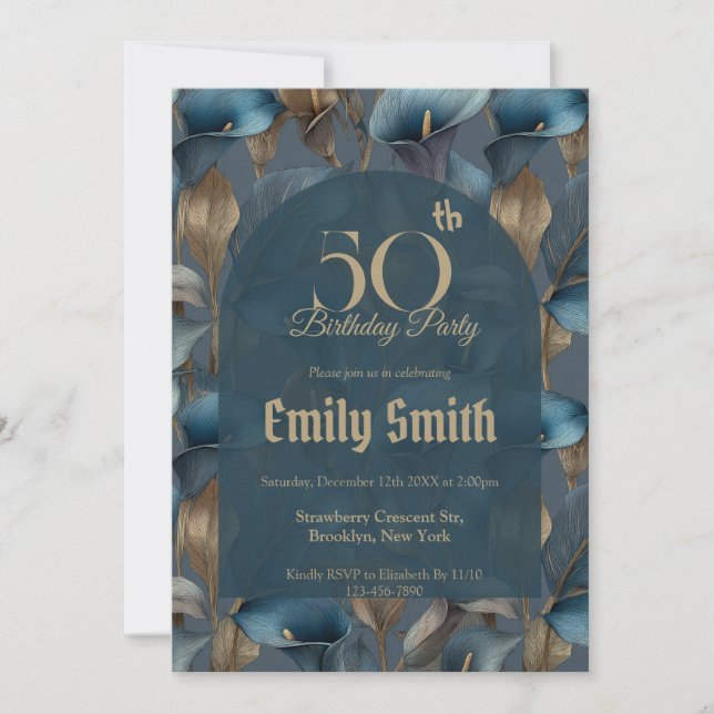 Invitation Contemporary Call Lilies Aesthetic Custom Birthday (Devant)