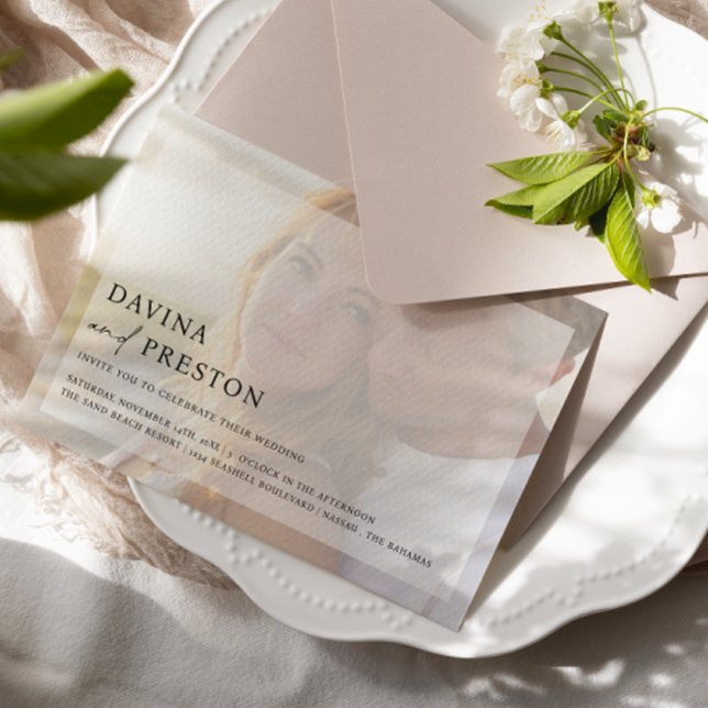 Invitation Contemporary Chic Script Horizontal Photo Mariage (Créateur téléchargé)