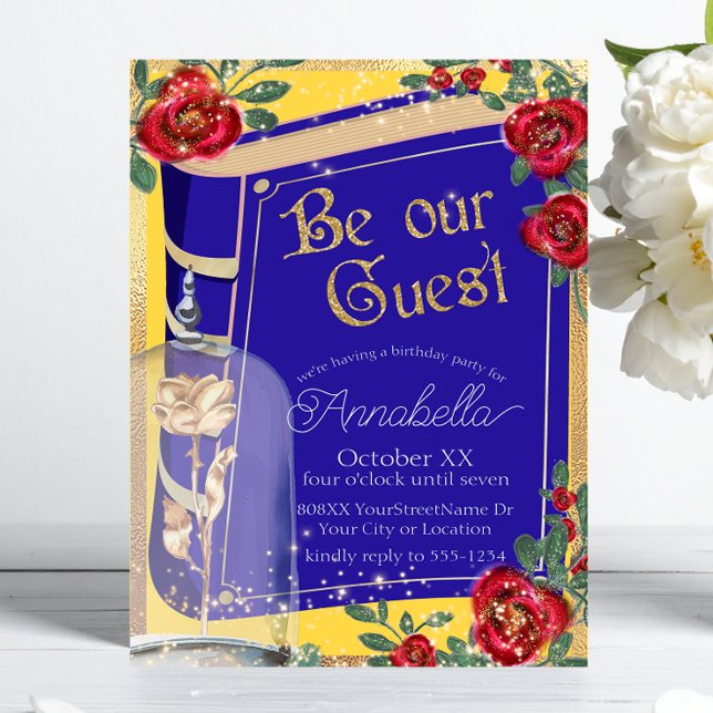 Invitation Contes de fées Glamour Beauty and the Beast Jaune (Créateur téléchargé)