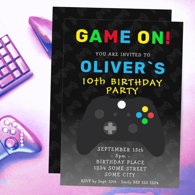 Invitation Contrôleur de jeu vidéo Game On Anniversaire de je (Créateur téléchargé)