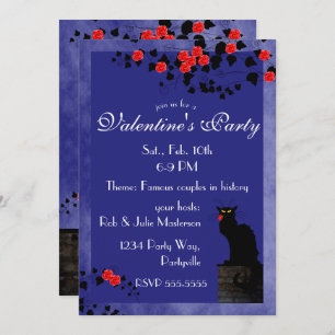 Invitation Conversation Noir aux Roses Rouges Saint Valentin