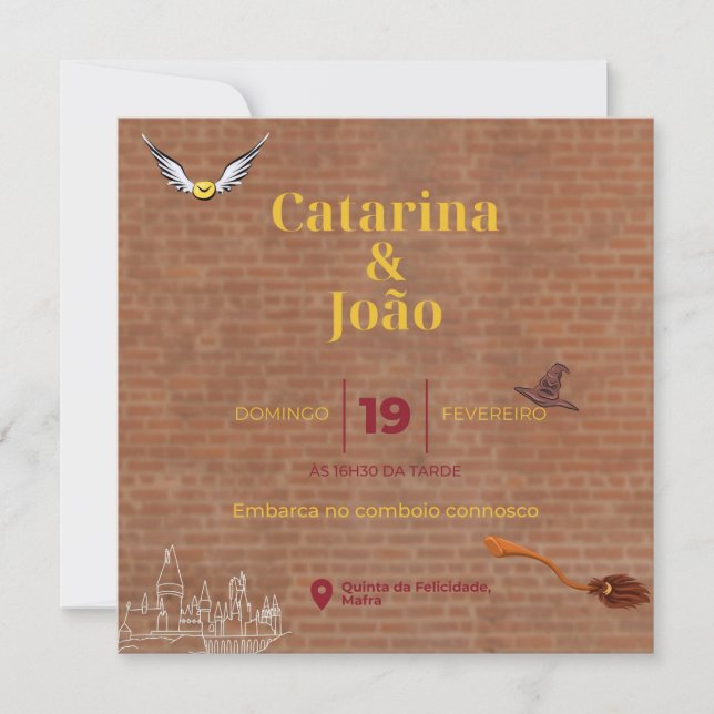 Invitation Convite Casamento Tema Harry Potter (Devant)