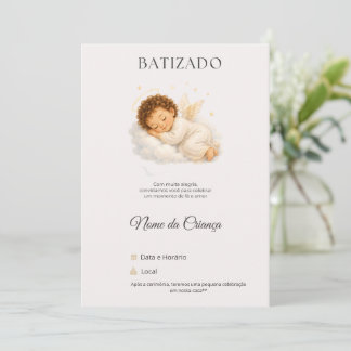 Invitation Convite de Batizado Anjinho Personalizado