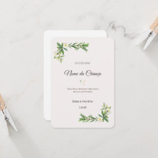 Invitation Convite de Batizado Floral Elegante | Personalizad
