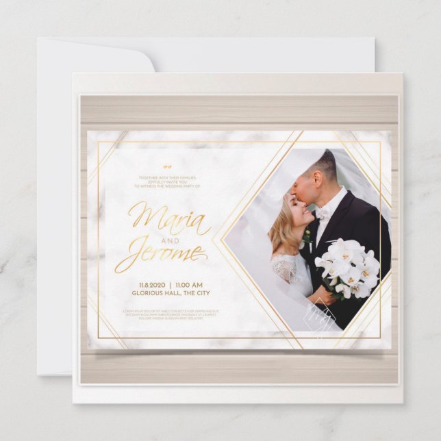 Invitation Convite de casamento- designer moderno, élégante. (Devant)