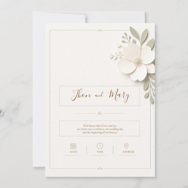 Invitation Convite de Casamento Moderno Rustico Floral (Devant)