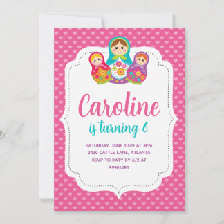 Invitation Convite Matryoshka, Festa de aniversário