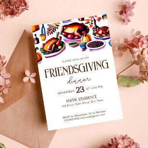 Invitation Convivial Thanksgiving table plats modernes