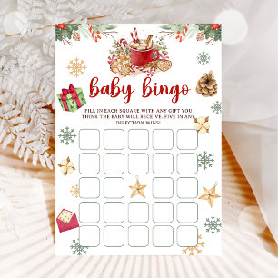 Invitation Cookie cacao Noël Baby Bingo Baby shower Jeu