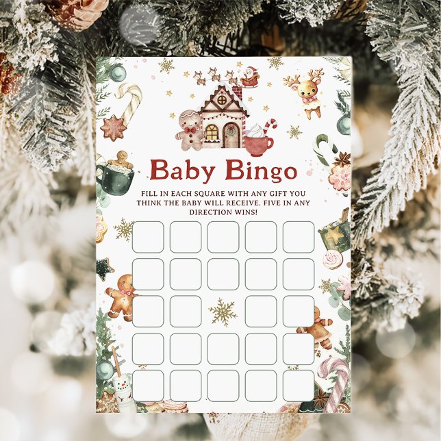 Invitation Cookie Christmas Baby Bingo Baby shower Jeu (Créateur téléchargé)