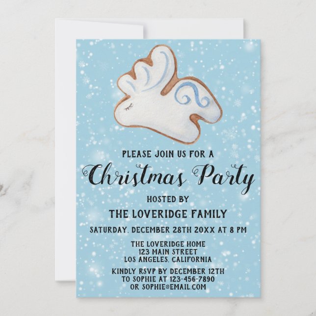 Invitation Cookie de rennes blanc pour la fête de Noël (Devant)