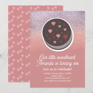 Invitation Cookie Faux Pailleté Saint-Valentin Anniversaire F