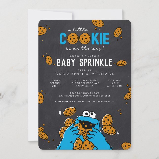 Invitation Cookie Monster Chalkboard Baby Sprinkle (Devant)