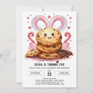 Invitation Cookies au chocolat rose modifiable Anniversaire