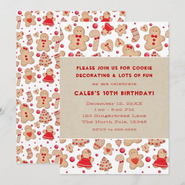 Invitation Cookies au pain d'épice homme rustique fantaisiste (Devant / Derrière)
