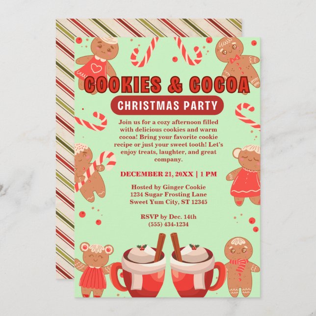 Invitation Cookies & Coca Christmas Green Party (Devant / Derrière)