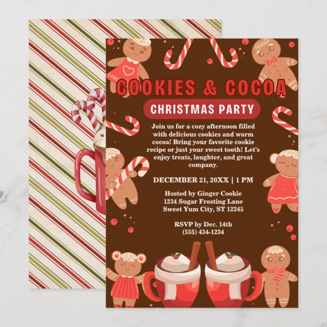 Invitation Cookies & Coca Noël Fête Brown (Devant / Derrière)