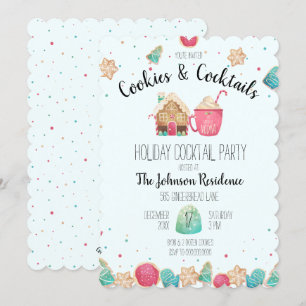 Invitation Cookies & Cocktails Holiday Cookie Exchange Blue