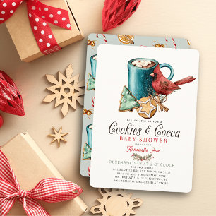 Invitation Cookies & Cocoa Bird Holiday Boy Baby shower