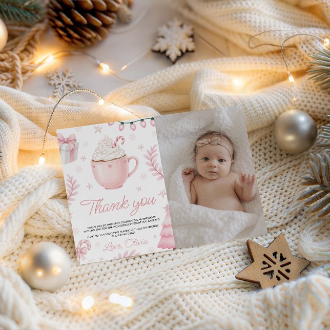 Invitation Cookies & Cocoa Birthday Photo Thank You (Créateur téléchargé)