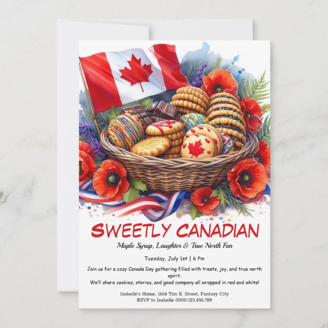 Invitation Cookies & Coquelicots Douceur Canadienne (Devant)