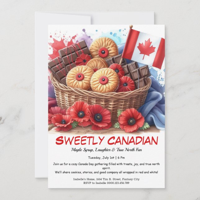Invitation Cookies & Coquelicots Douceur Canadienne (Devant)
